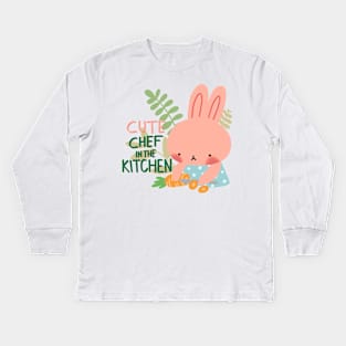 Cute Design “Cute Chef in the Kitchen” | Cute gifts | Kawaii Handmade Illustration | By Atelier Serakara Kids Long Sleeve T-Shirt